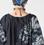 Indigo Wonderland Print Tuck Dress Detail