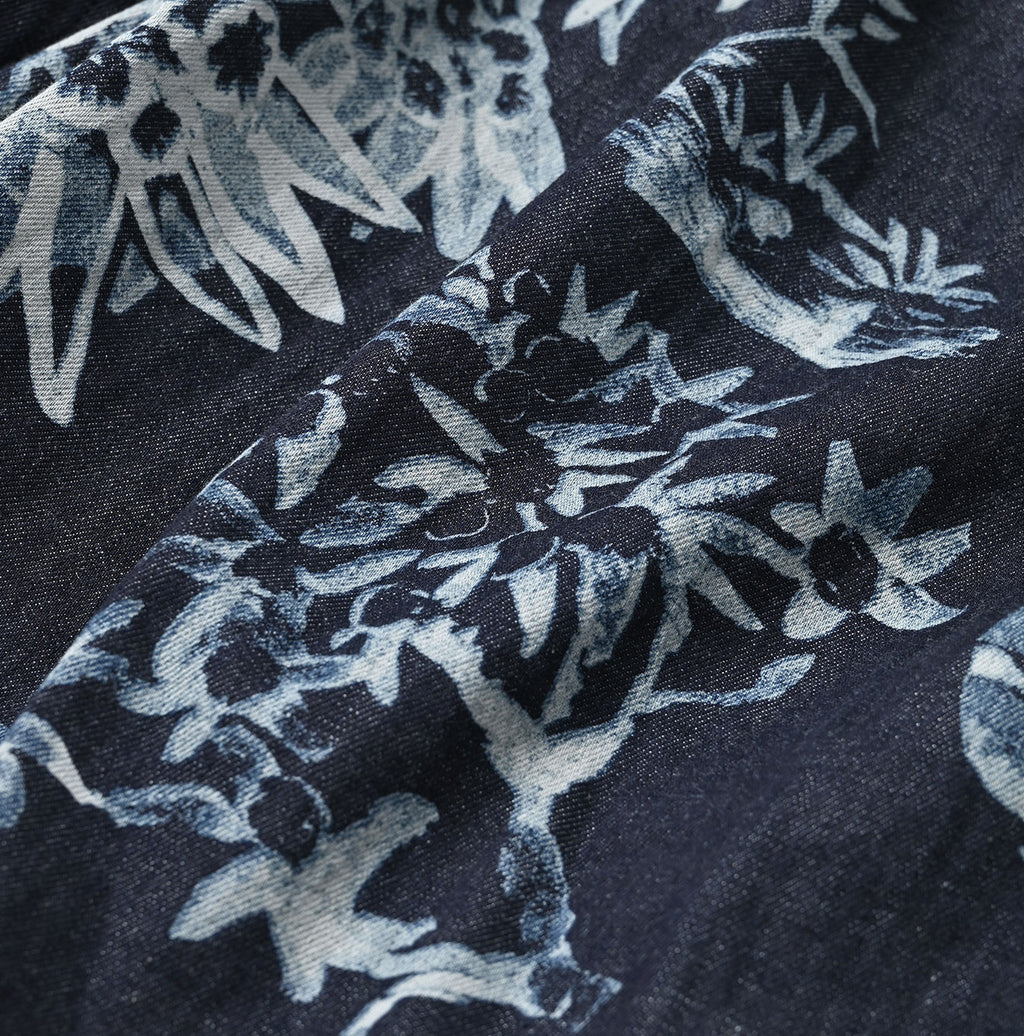 Indigo Wonderland Print Tuck Dress Detail