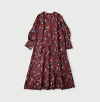 Silk Antique Flower Print Dress Back