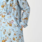 Silk Antique Flower Print Dress Detail
