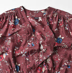 Silk Antique Flower Print Dress Detail