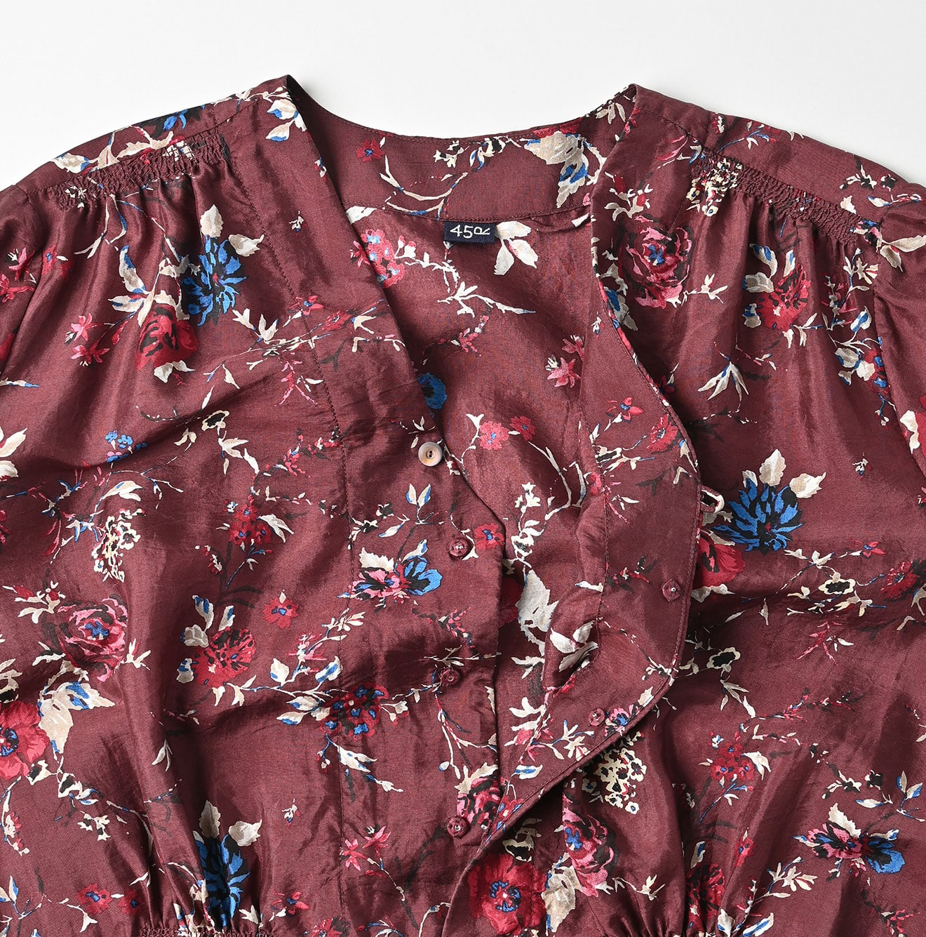Silk Antique Flower Print Dress Detail