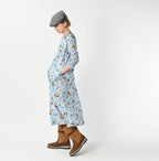 Silk Antique Flower Print Dress Female Model