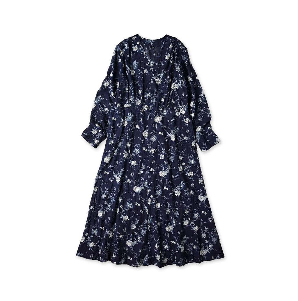 Indigo 45 Gauze Antique Flower Print Dress