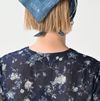 Indigo 45 Gauze Antique Flower Print Dress Detail