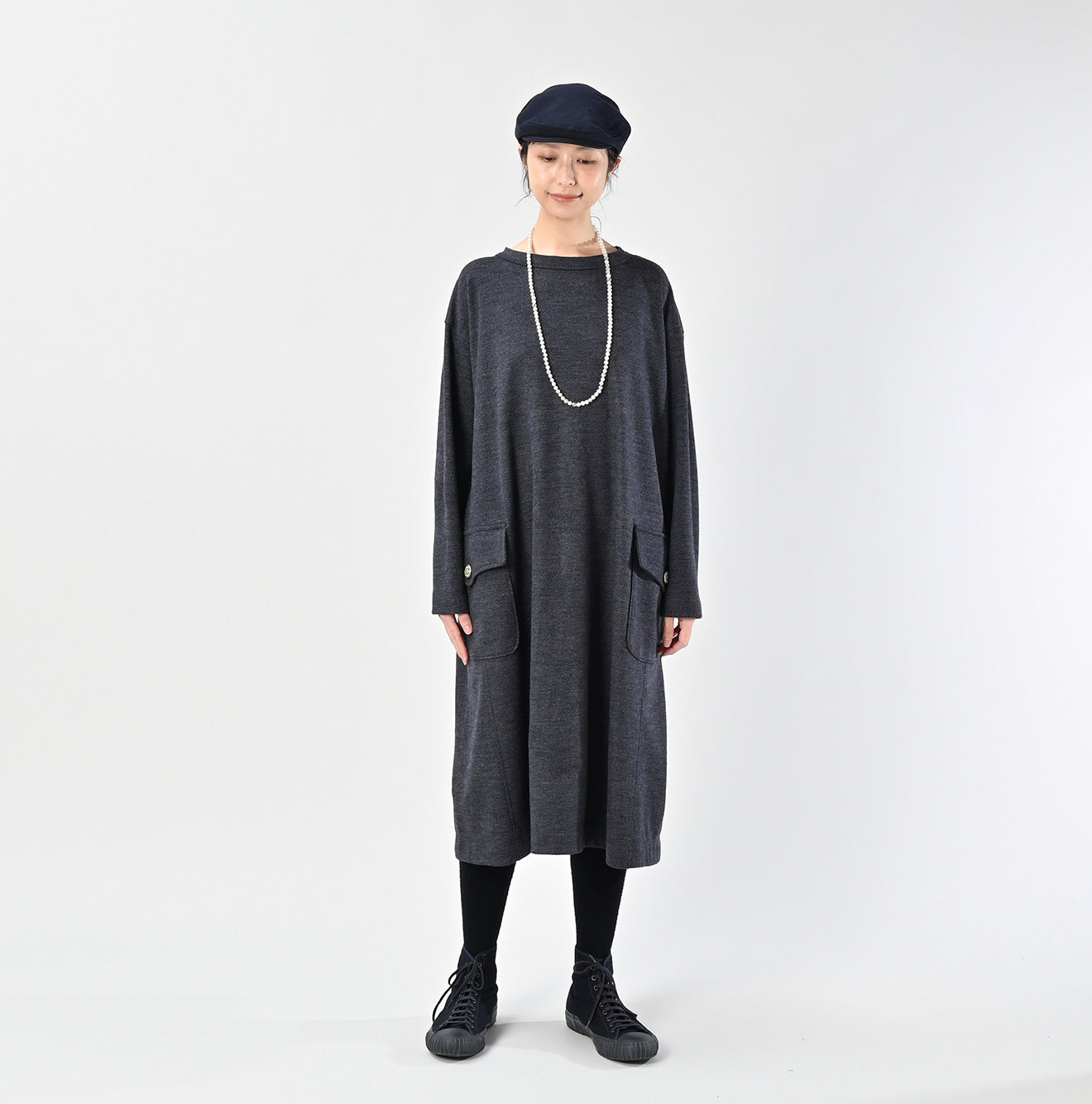 Jersey Flannel Dress Herringbone Female Model