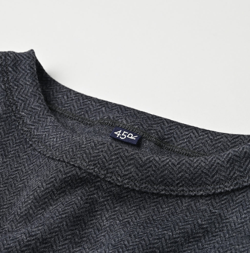 Jersey Flannel Dress Herringbone Detail