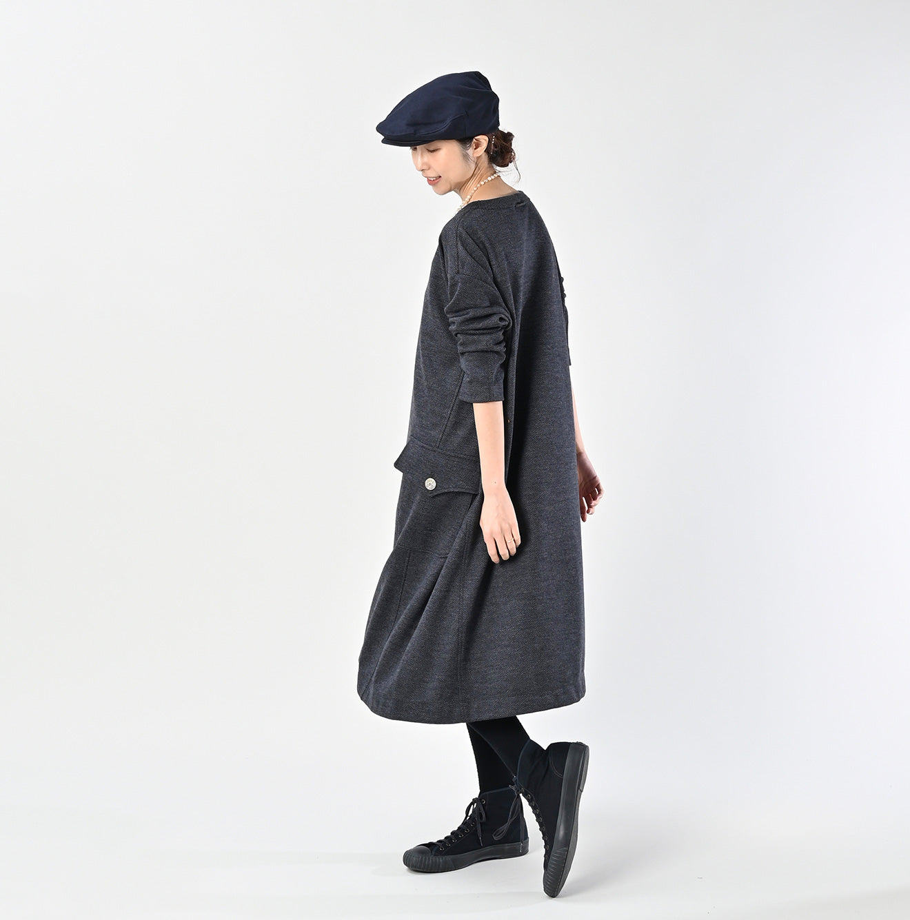 Jersey Flannel Dress Herringbone Female Model