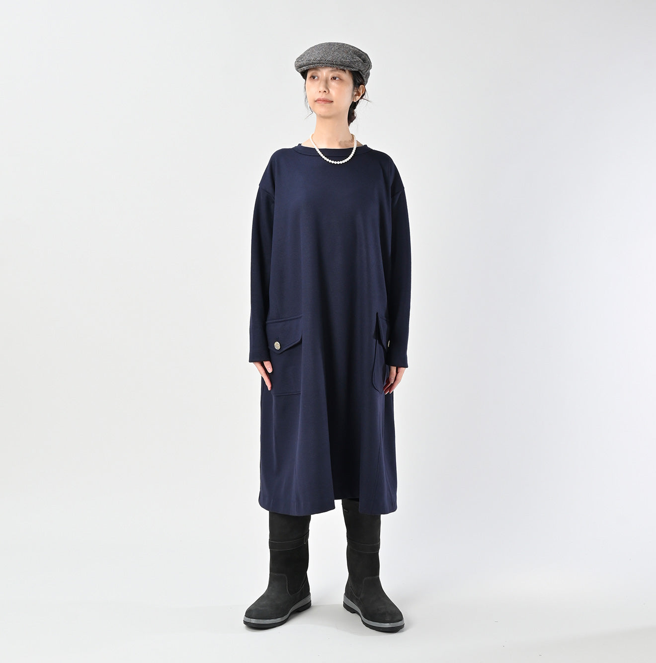 Jersey Flannel Dress Female Model