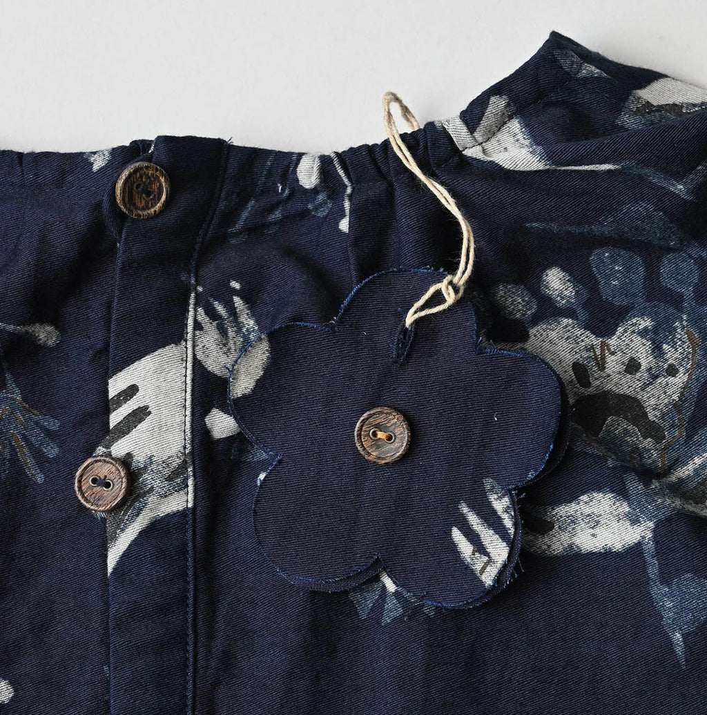 Indigo Donkey Tale Print Poyon Dress
