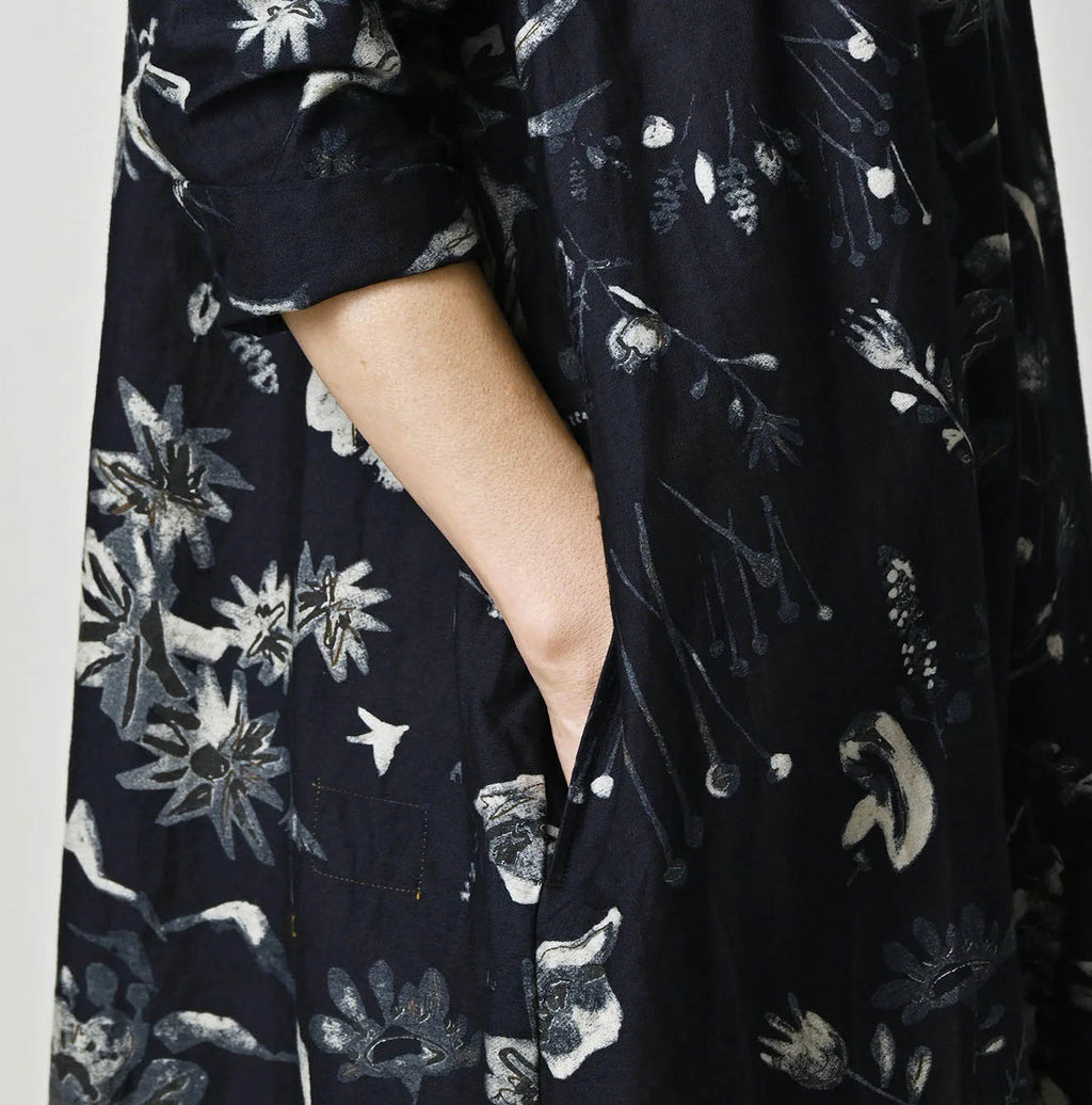 Indigo Donkey Tale Print Poyon Dress
