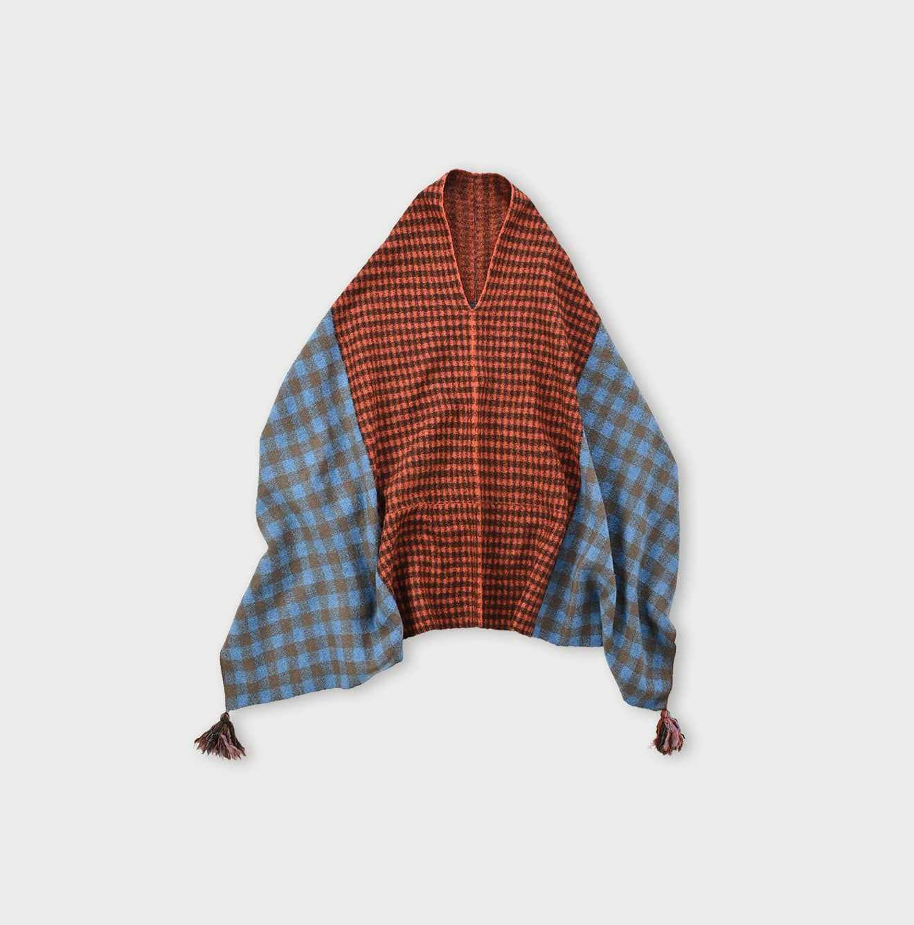 Boiled Gingham Jacquard Poncho