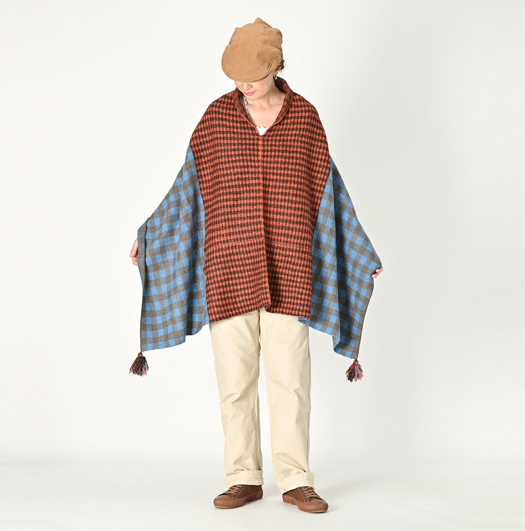 Boiled Gingham Jacquard Poncho