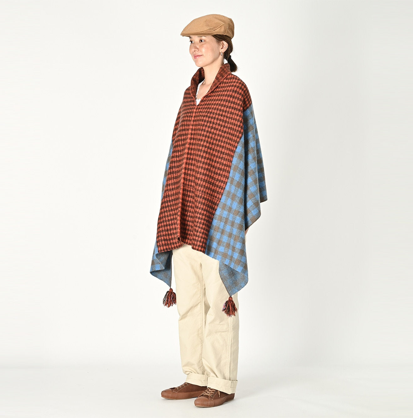 Boiled Gingham Jacquard Poncho