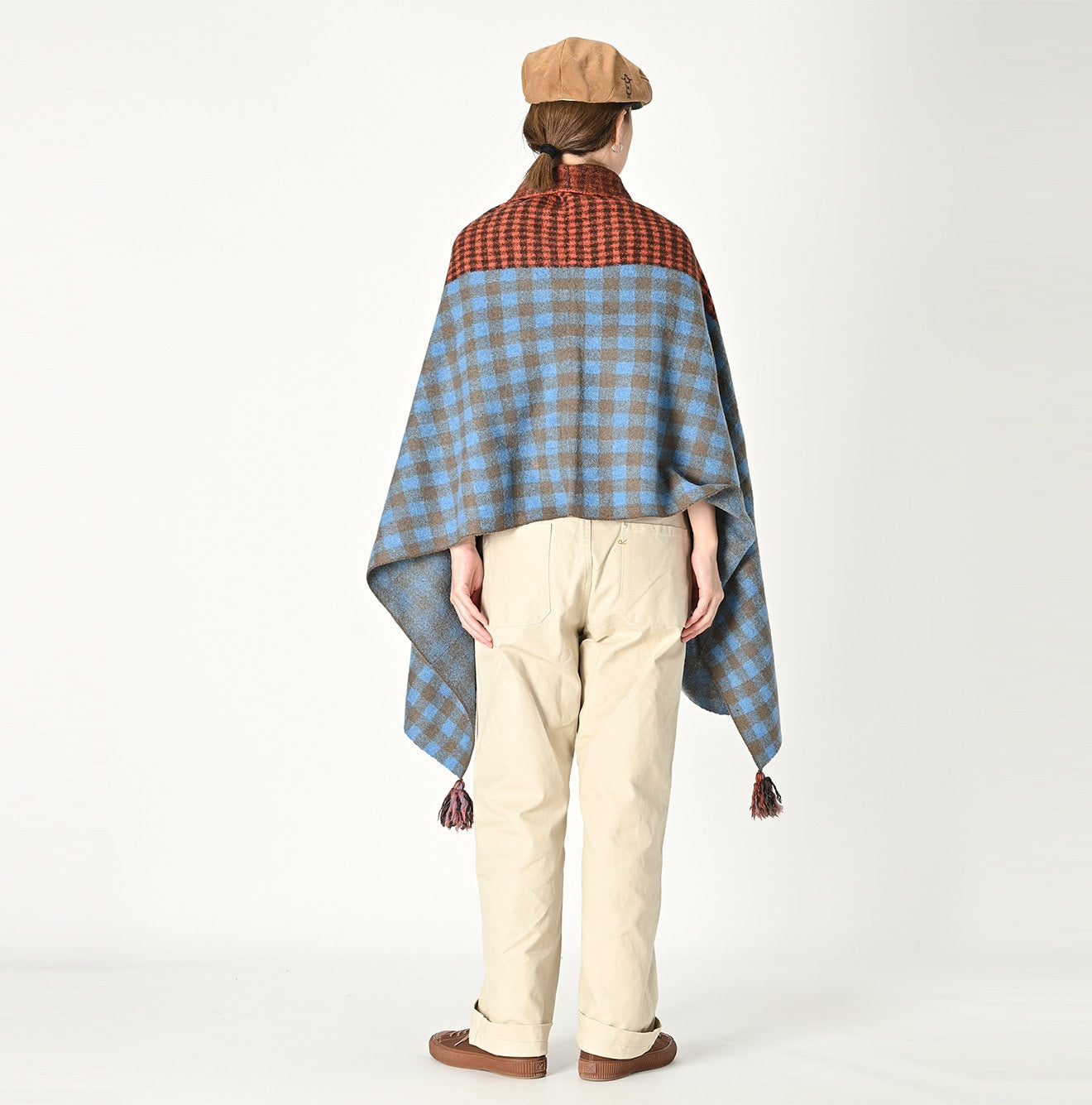 Boiled Gingham Jacquard Poncho