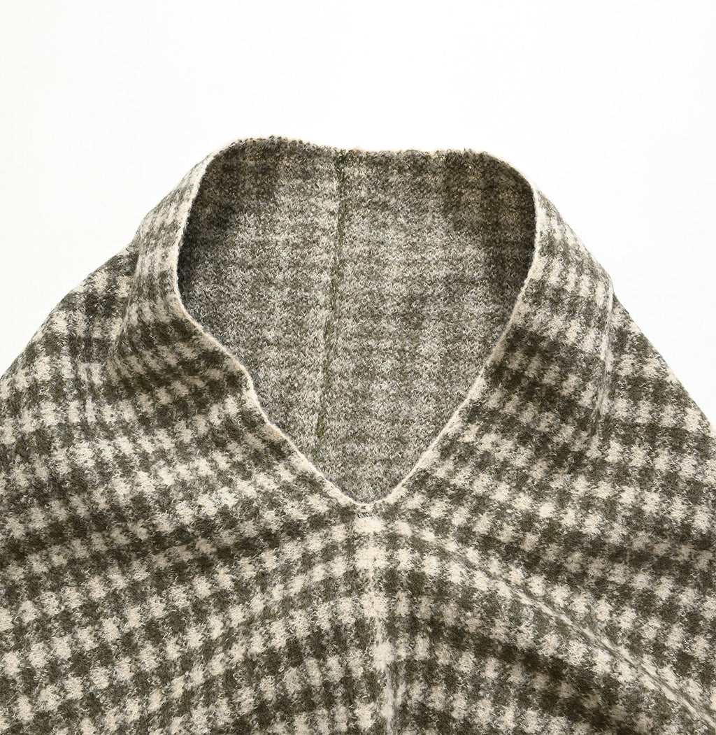 Boiled Gingham Jacquard Poncho