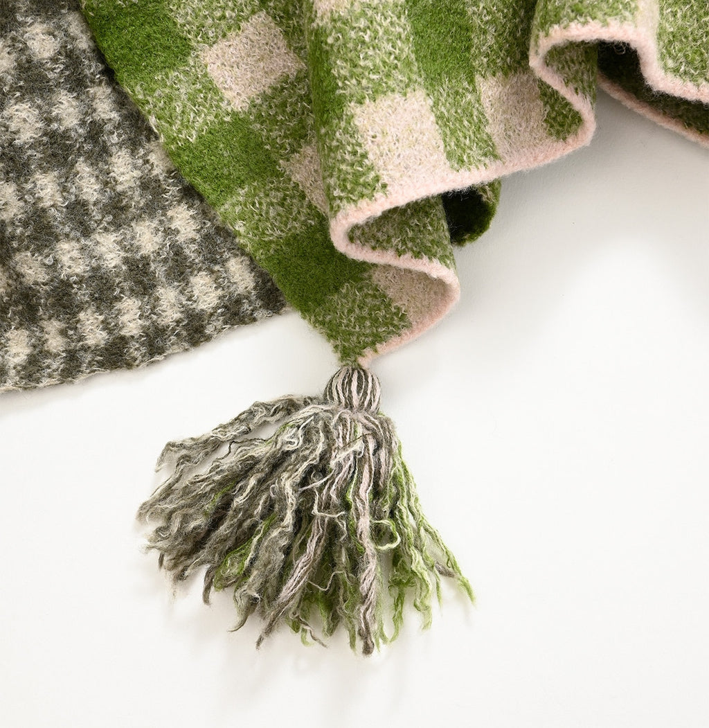 Boiled Gingham Jacquard Poncho