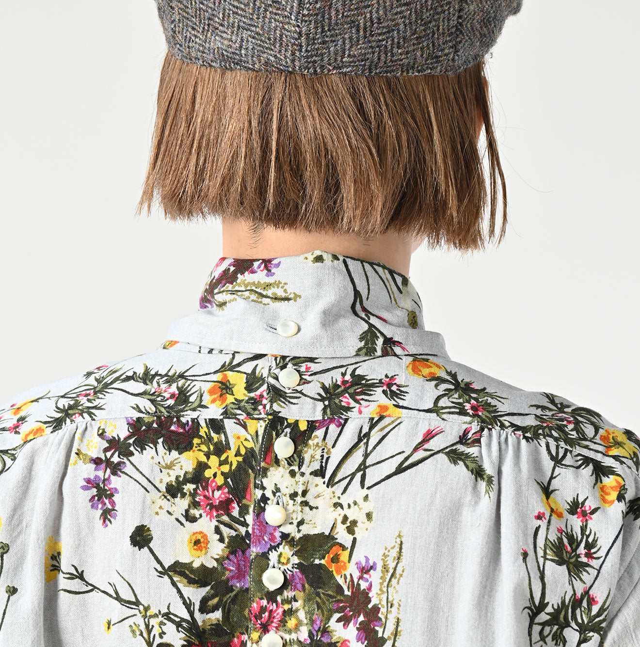Indian Khadi Bouquet Stripe Print Ribbon Blouse Detail