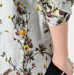 Indian Khadi Bouquet Stripe Print Ribbon Blouse Detail