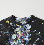 Indian Khadi Bouquet Stripe Print Ribbon Blouse Detail