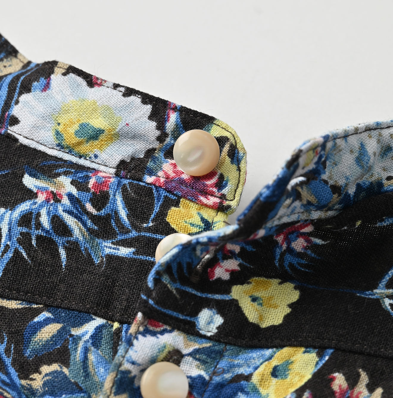 Indian Khadi Bouquet Stripe Print Ribbon Blouse Detail