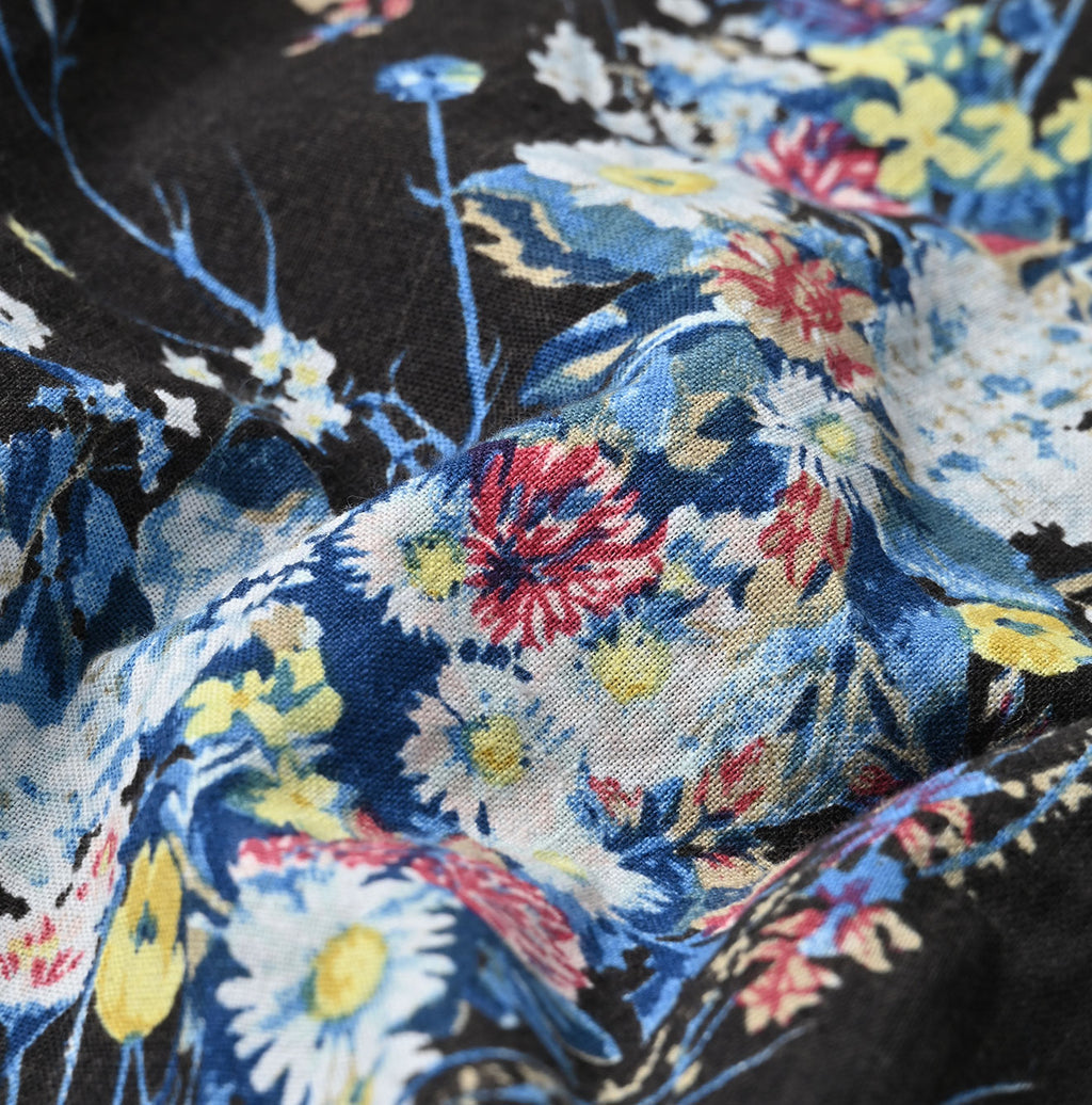 Indian Khadi Bouquet Stripe Print Ribbon Blouse Detail