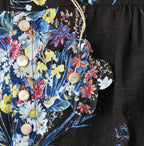 Indian Khadi Bouquet Stripe Print Ribbon Blouse Detail
