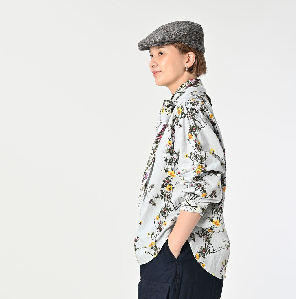 Indian Khadi Bouquet Stripe Print Ribbon Blouse Female Model
