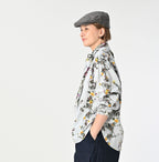 Indian Khadi Bouquet Stripe Print Ribbon Blouse Female Model
