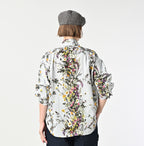 Indian Khadi Bouquet Stripe Print Ribbon Blouse Female Model
