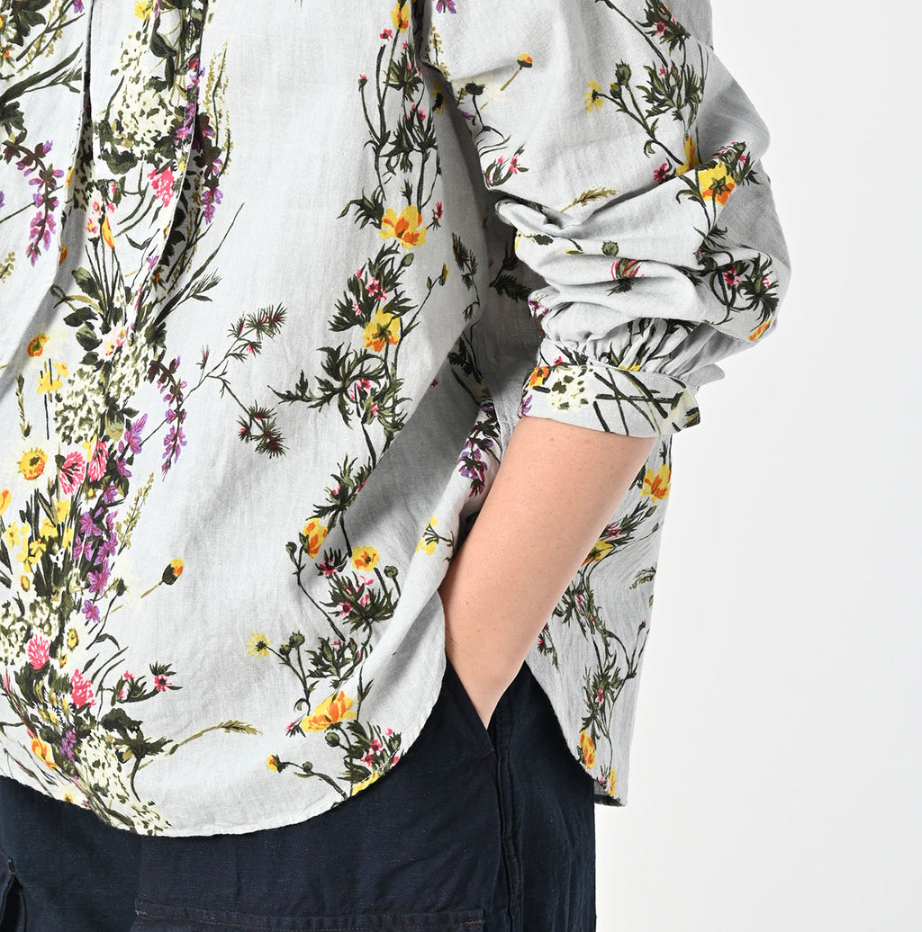 Indian Khadi Bouquet Stripe Print Ribbon Blouse Detail