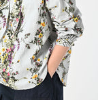 Indian Khadi Bouquet Stripe Print Ribbon Blouse Detail