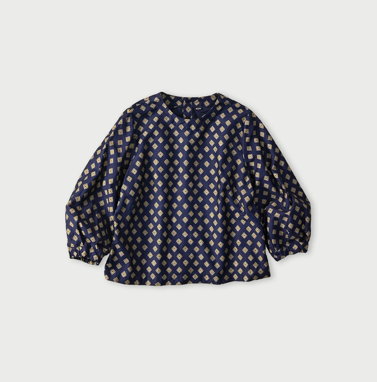 Square Komon Print Puff Blouse