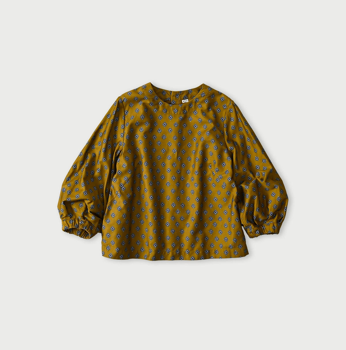 Square Komon Print Puff Blouse