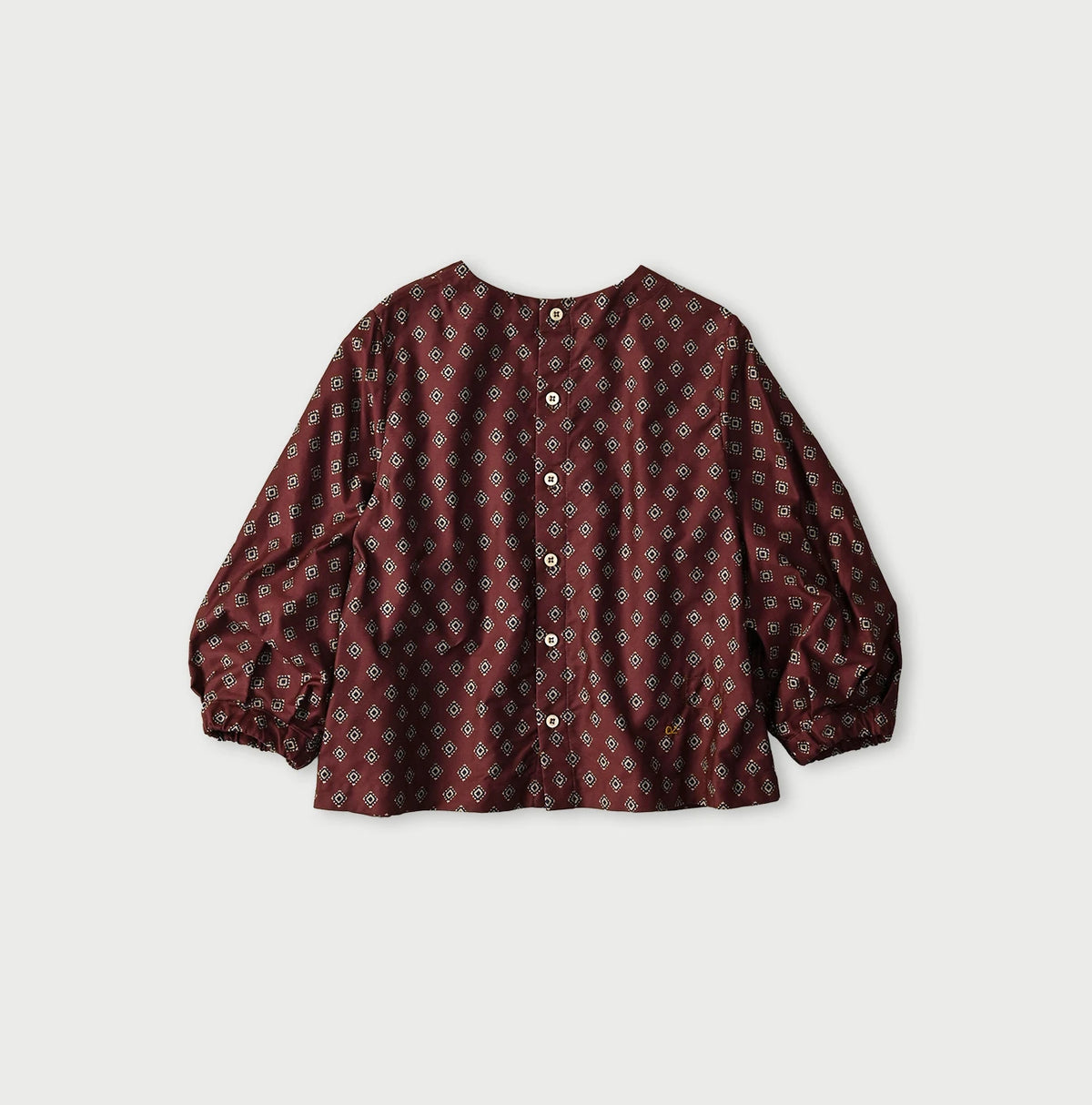 Square Komon Print Puff Blouse