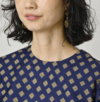 Square Komon Print Puff Blouse
