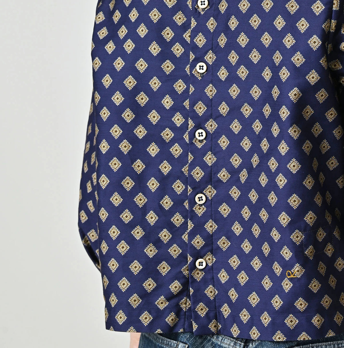 Square Komon Print Puff Blouse