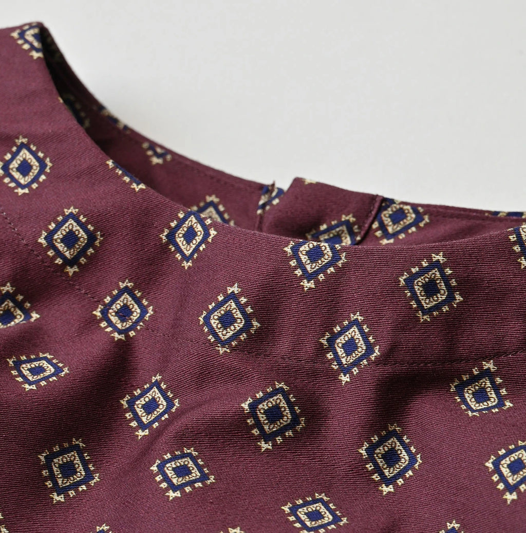 Square Komon Print Puff Blouse