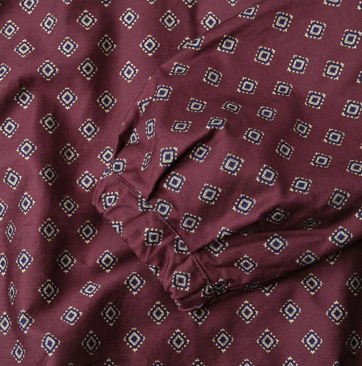 Square Komon Print Puff Blouse