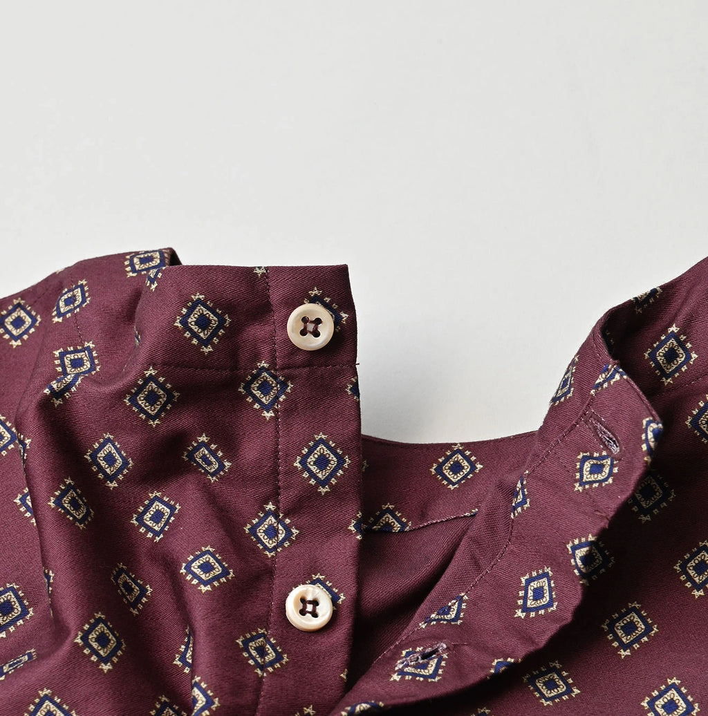 Square Komon Print Puff Blouse