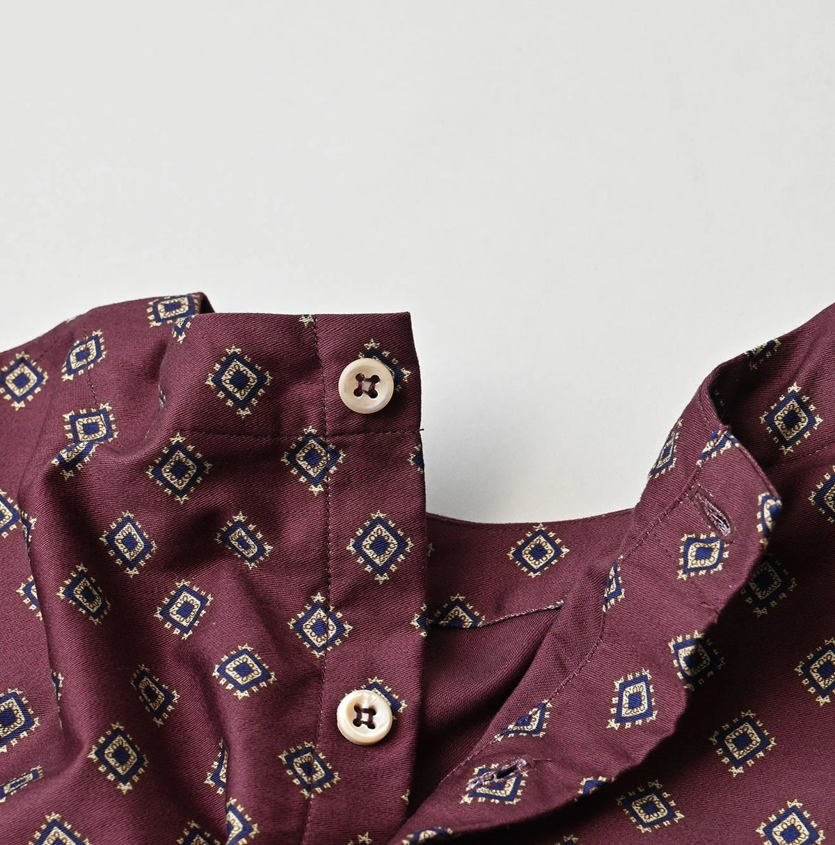 Square Komon Print Puff Blouse