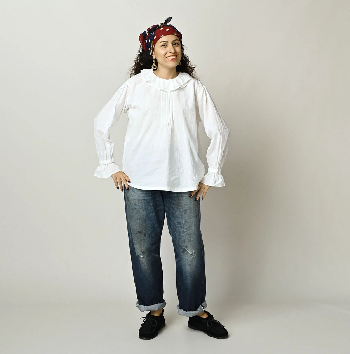 Khadi Frill Collar Blouse