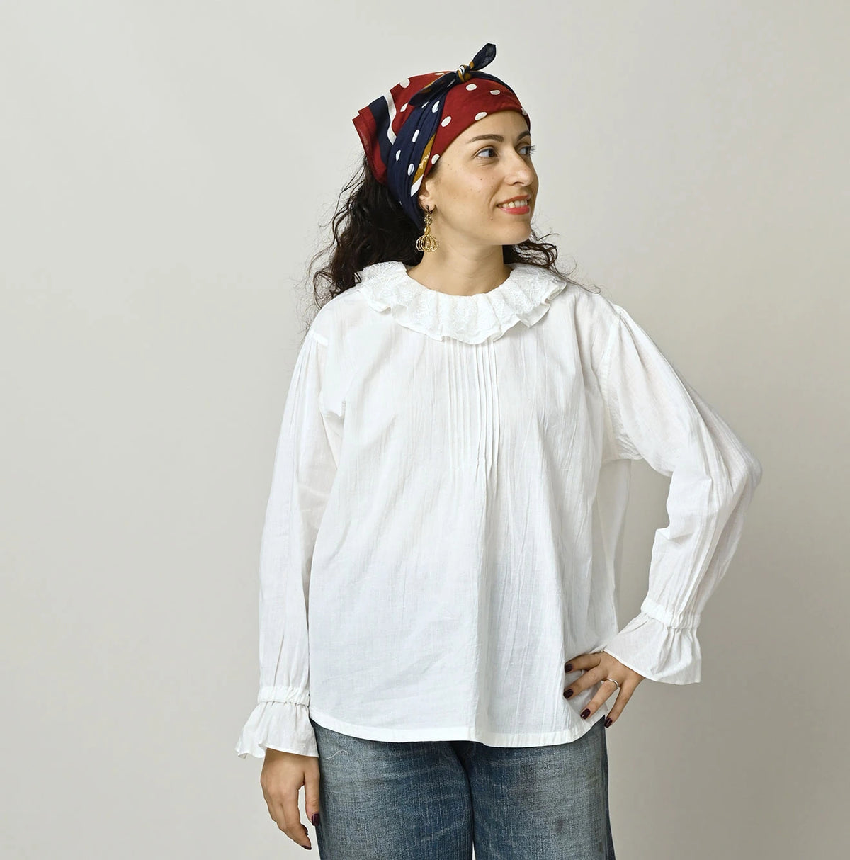 Khadi Frill Collar Blouse