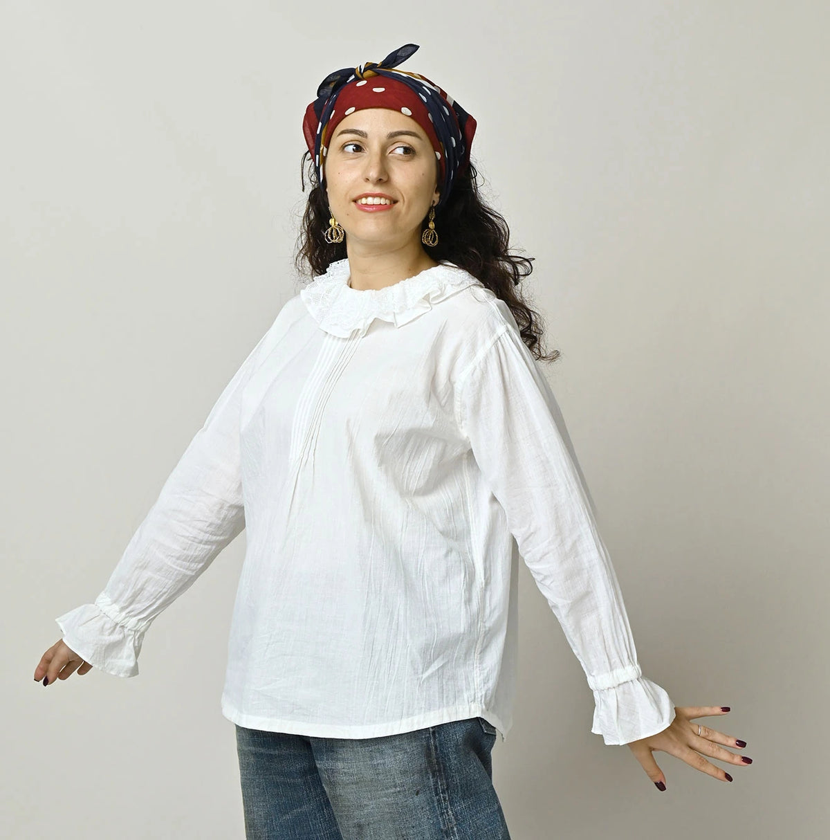 Khadi Frill Collar Blouse