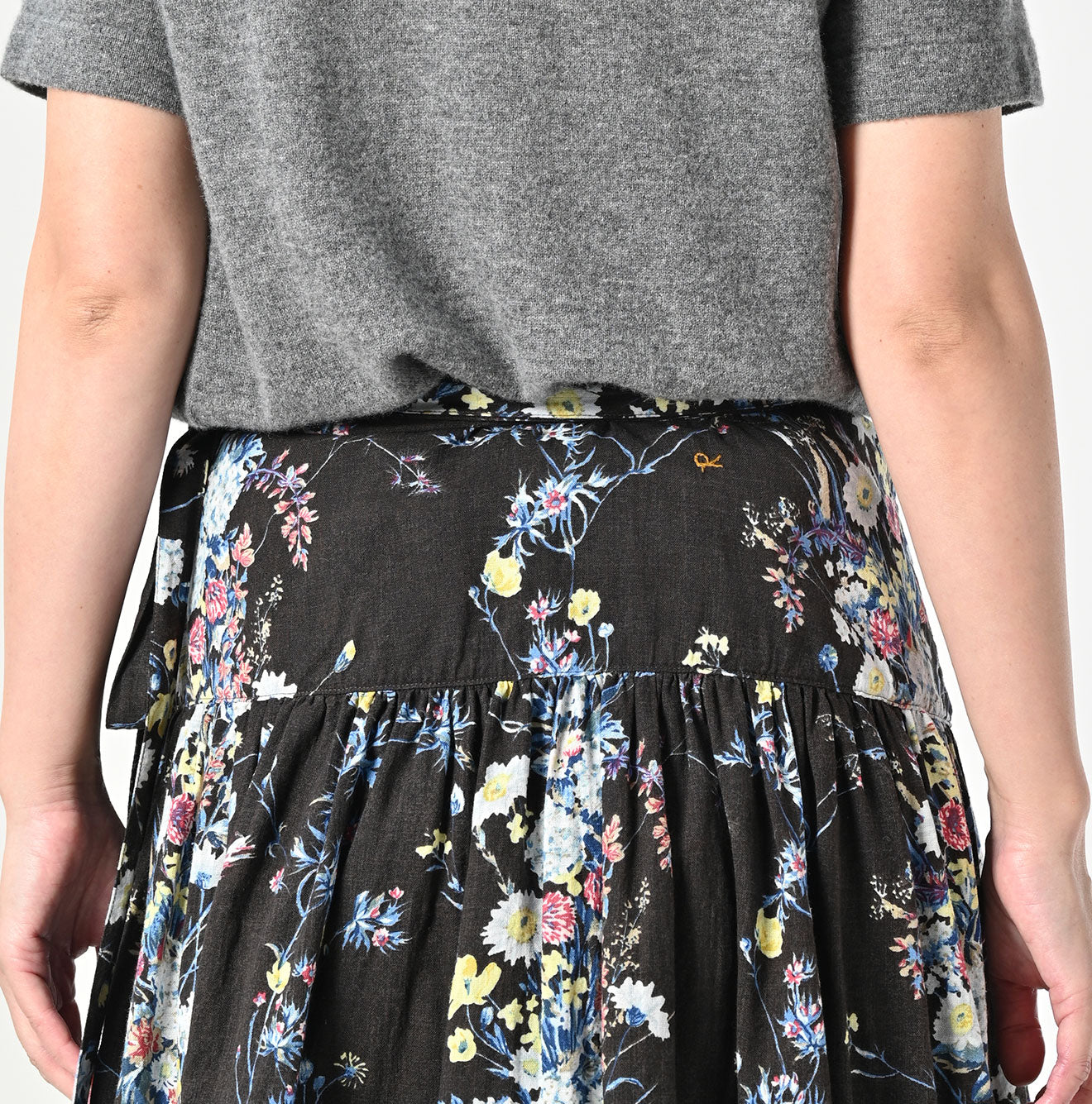 Indian Khadi Bouquet Stripe Print GuruGuru Skirt Detail