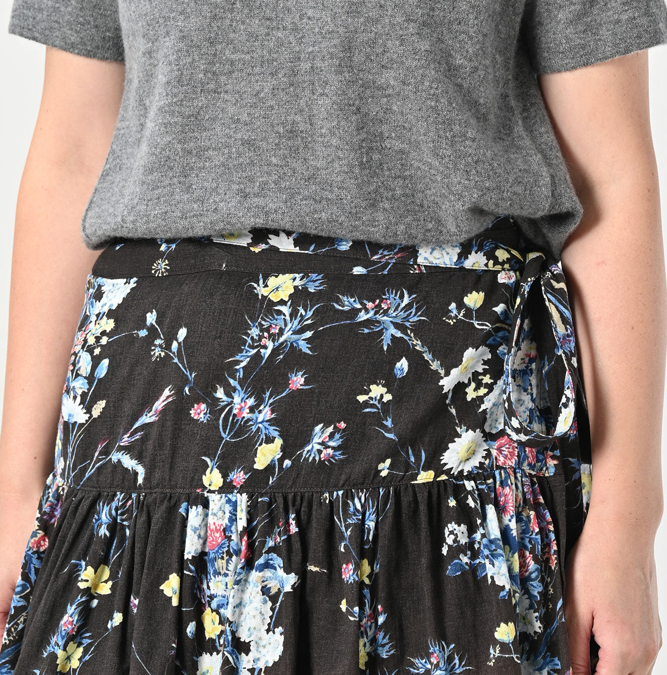 Indian Khadi Bouquet Stripe Print GuruGuru Skirt Detail