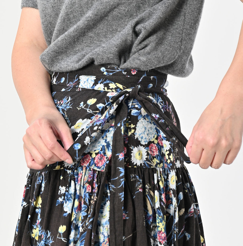 Indian Khadi Bouquet Stripe Print GuruGuru Skirt Detail