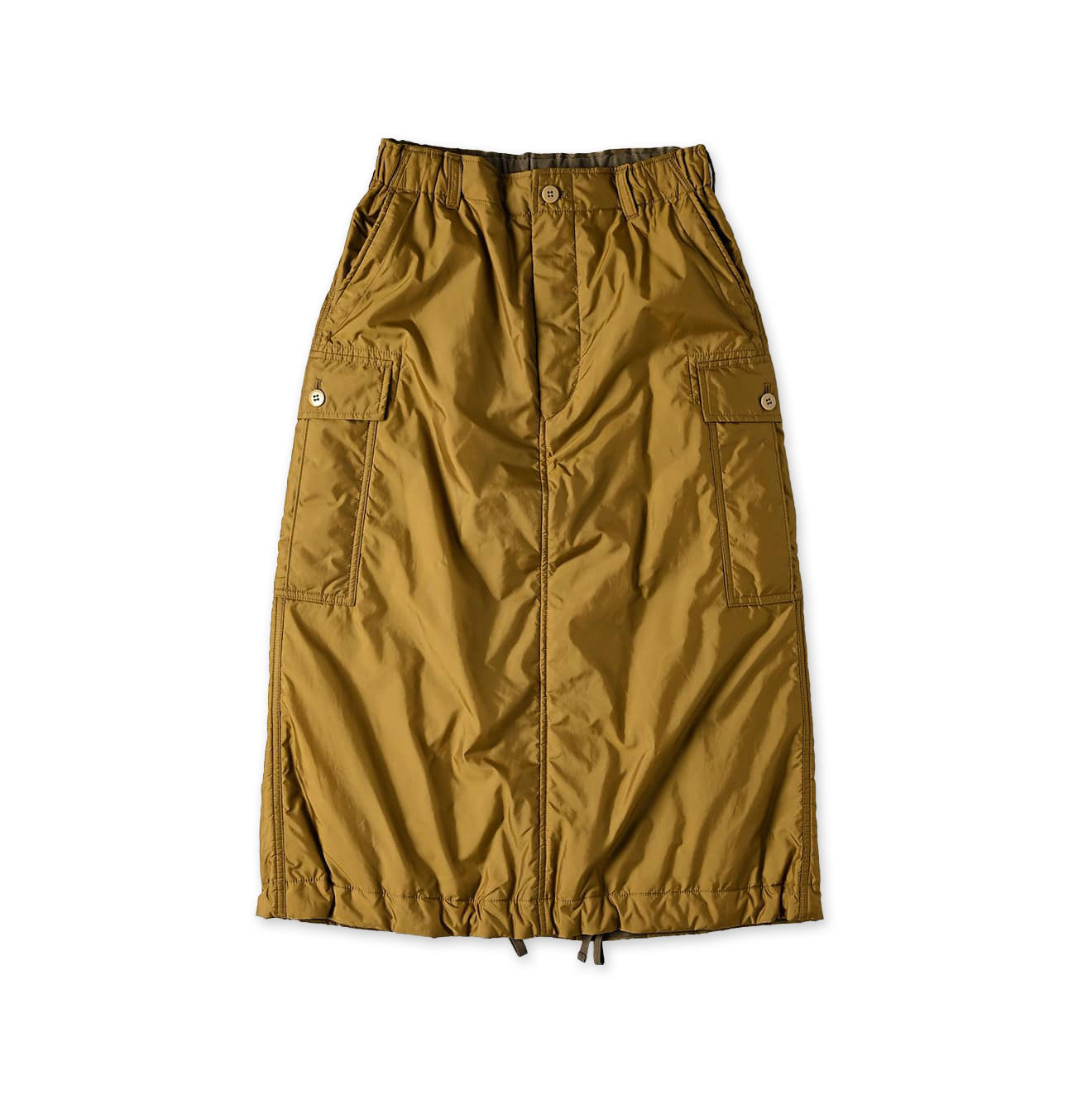 Nylon Quilting Cargo Skirt Beige