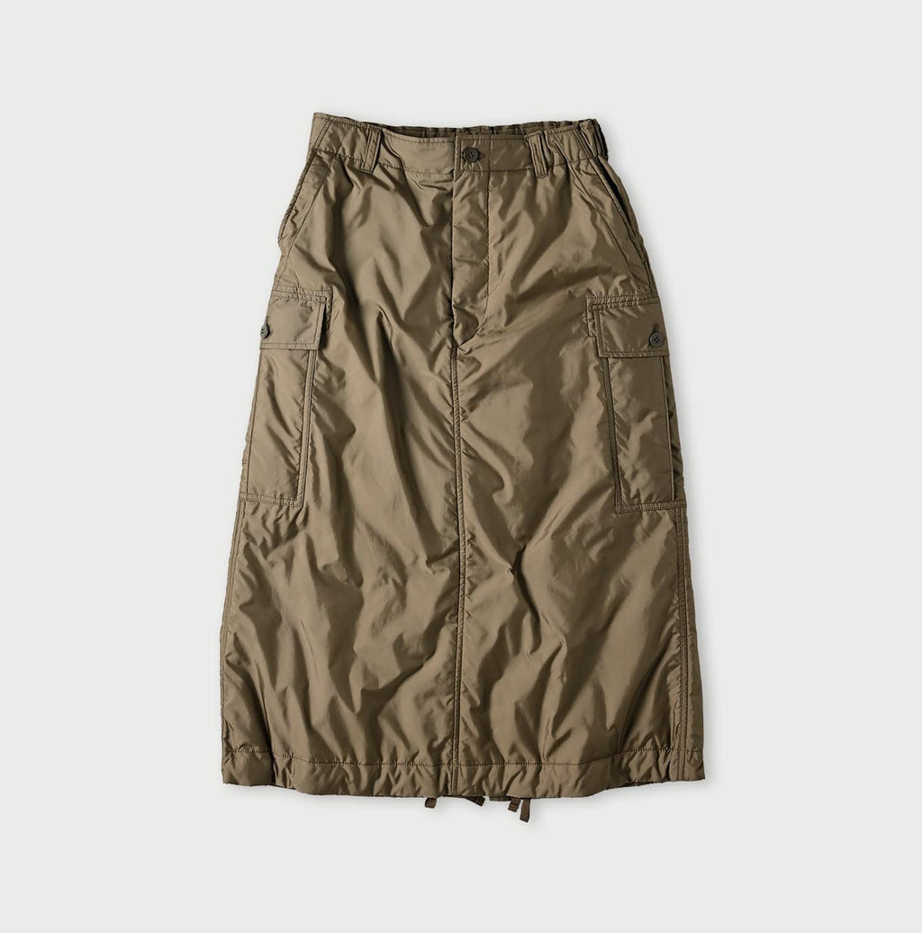 Nylon Quilting Cargo Skirt Khaki