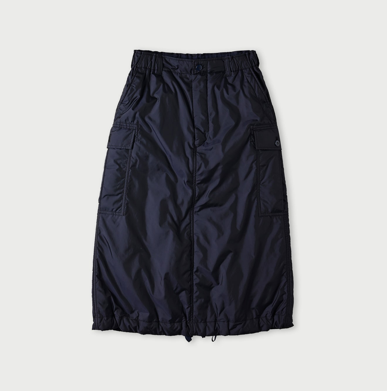 Nylon Quilting Cargo Skirt Navy